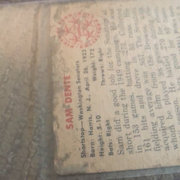 1950 Bowman  Sam Dente baseball card - Picture 3 of 3